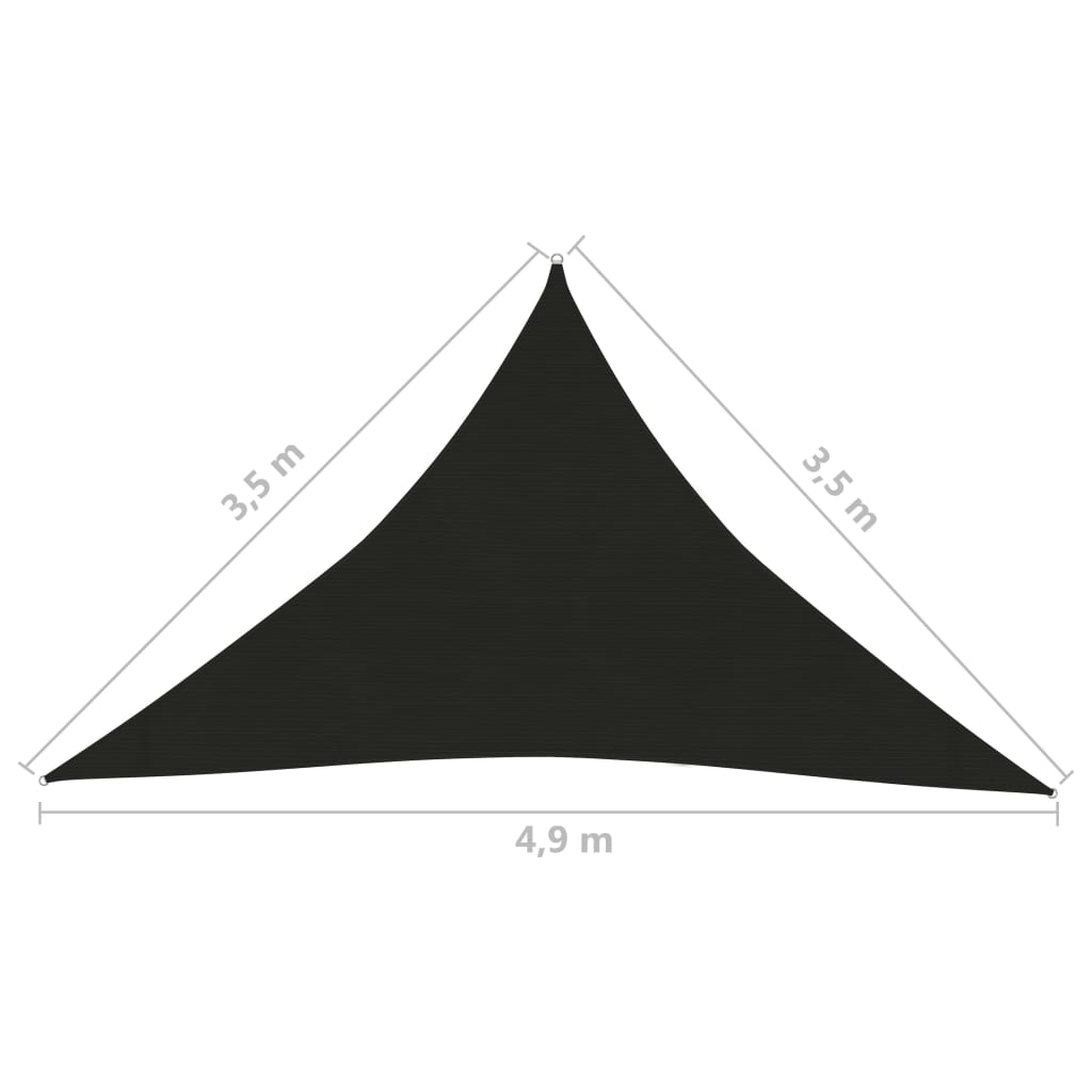 Vela Parasole 160 g/mq Nera 3,5x3,5x4,9 m in HDPE cod 9340