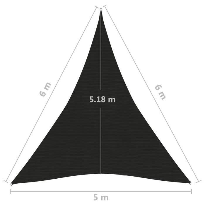 Vela Parasole 160 g/m² Nera 5x6x6 m in HDPE