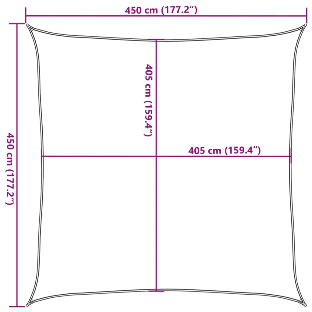 Vela Parasole 160 g/m² Marrone 4,5x4,5 m in HDPE 311772