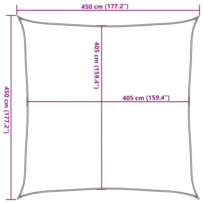 Vela Parasole 160 g/m² Marrone 4,5x4,5 m in HDPE 311772