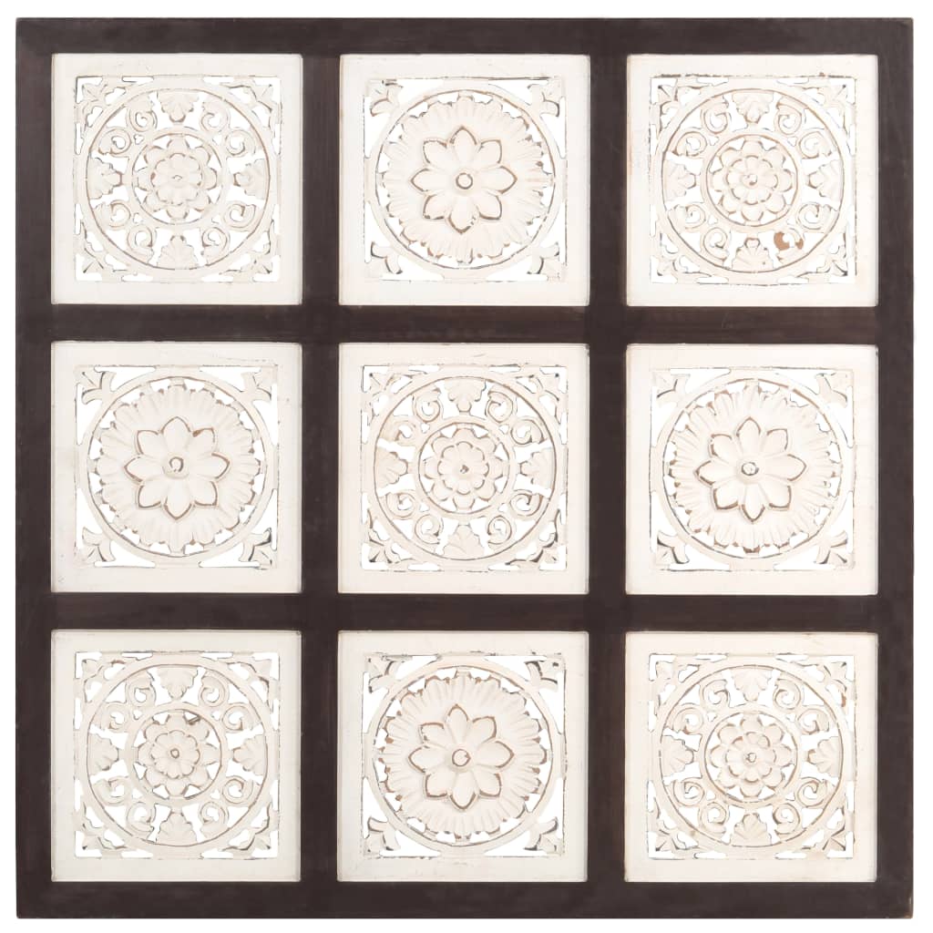 Pannello Intagliato a Mano in MDF 60x60x1,5 cm Marrone e Bianco cod mxl 19584