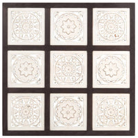 Pannello Intagliato a Mano in MDF 60x60x1,5 cm Marrone e Bianco cod mxl 19584