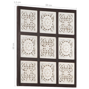 Pannello Intagliato a Mano in MDF 60x60x1,5 cm Marrone e Bianco cod mxl 19584