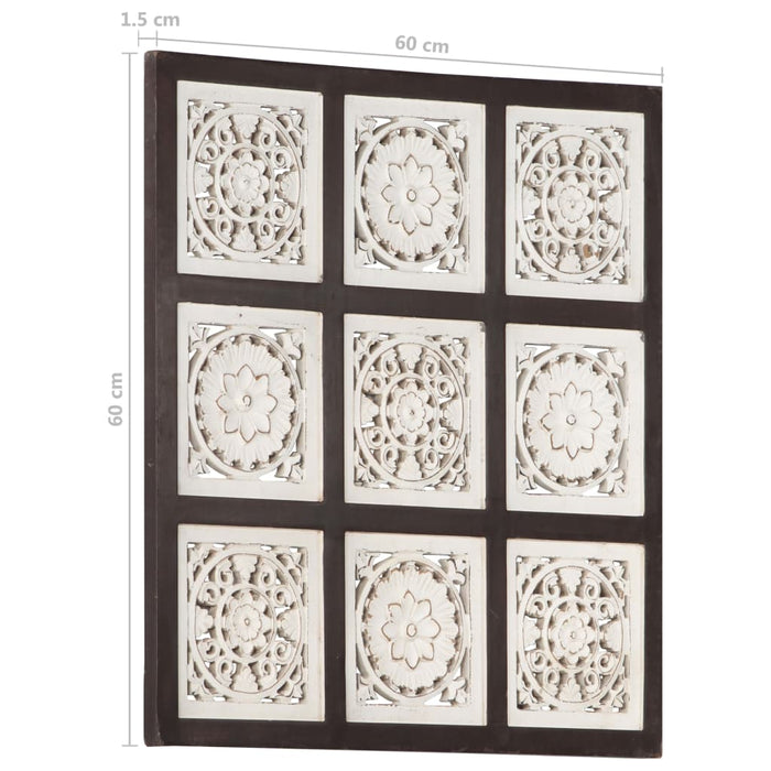 Pannello Intagliato a Mano in MDF 60x60x1,5 cm Marrone e Bianco cod mxl 19584