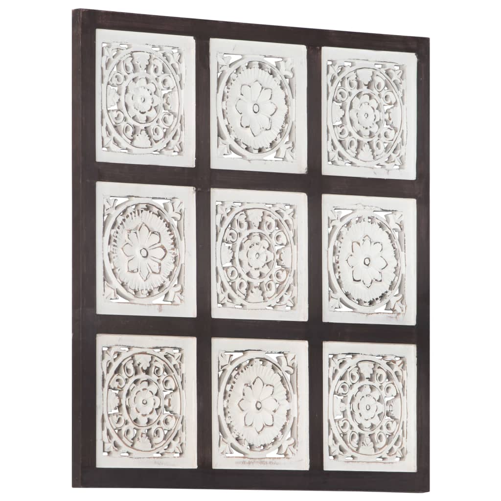 Pannello Intagliato a Mano in MDF 60x60x1,5 cm Marrone e Bianco cod mxl 19584