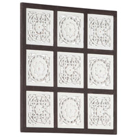 Pannello Intagliato a Mano in MDF 60x60x1,5 cm Marrone e Bianco cod mxl 19584