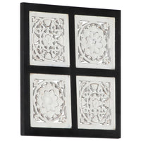 Pannello Murale Intagliato MDF 40x40x1,5 cm Nero e Bianco 321656