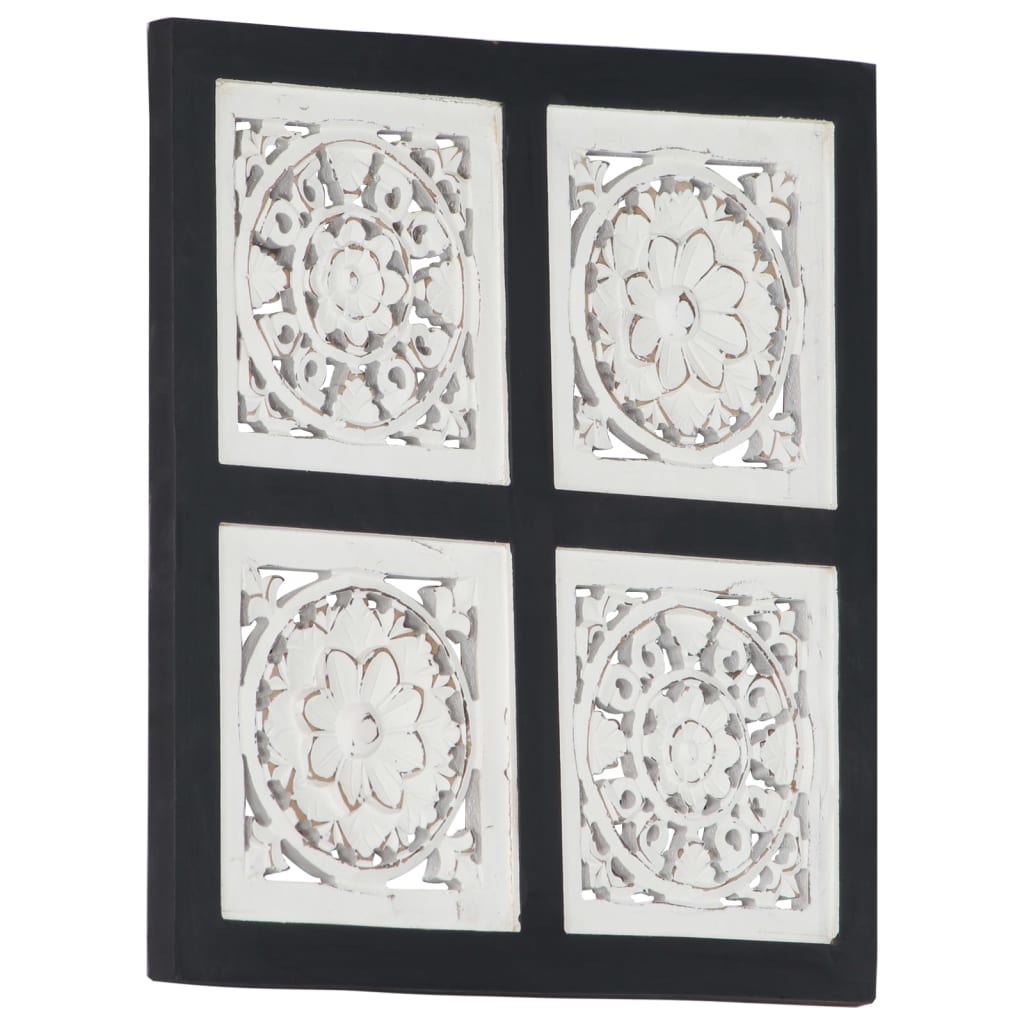 Pannello Murale Intagliato MDF 40x40x1,5 cm Nero e Bianco cod mxl 17450