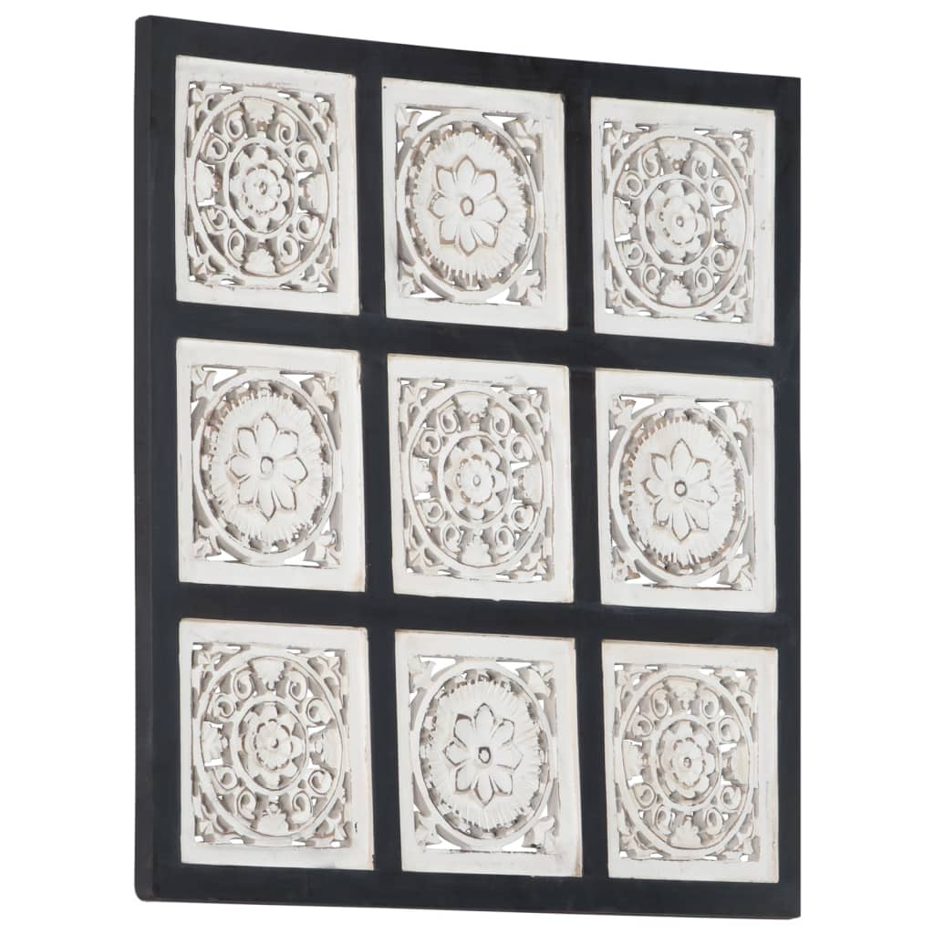 Pannello murale Intagliato a Mano MDF 60x60x1,5 cm Nero e Bianco