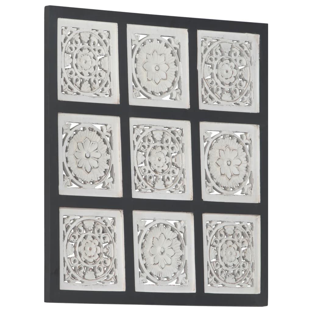 Pannello murale Intagliato a Mano MDF 60x60x1,5 cm Nero e Bianco