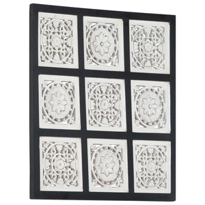 Pannello murale Intagliato a Mano MDF 60x60x1,5 cm Nero e Bianco