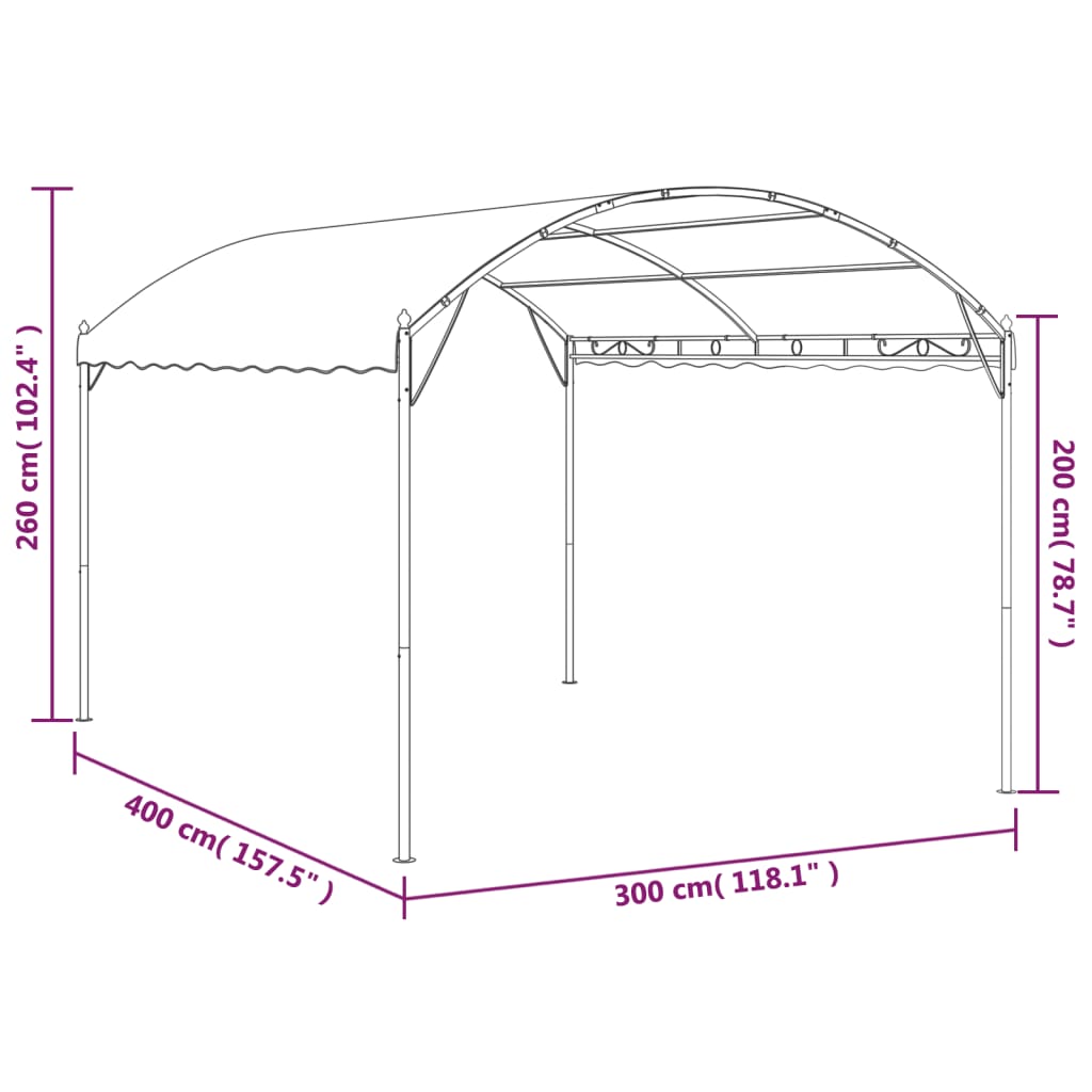 Gazebo 4x3x2,6 m Grigio Talpa 180 g/m² 312217