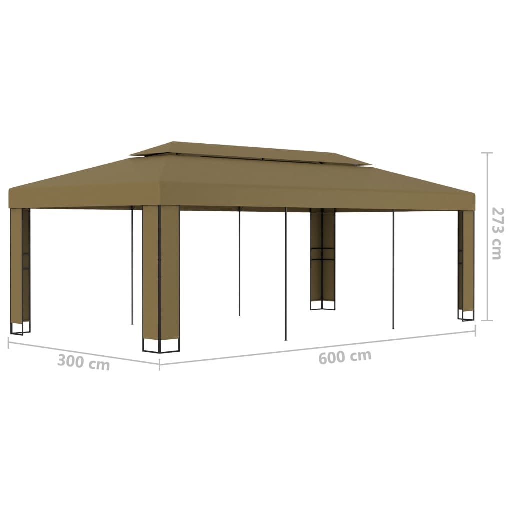 Gazebo con Tetto Doppio 3x6 m Grigio Talpa 180 g/m² 312219