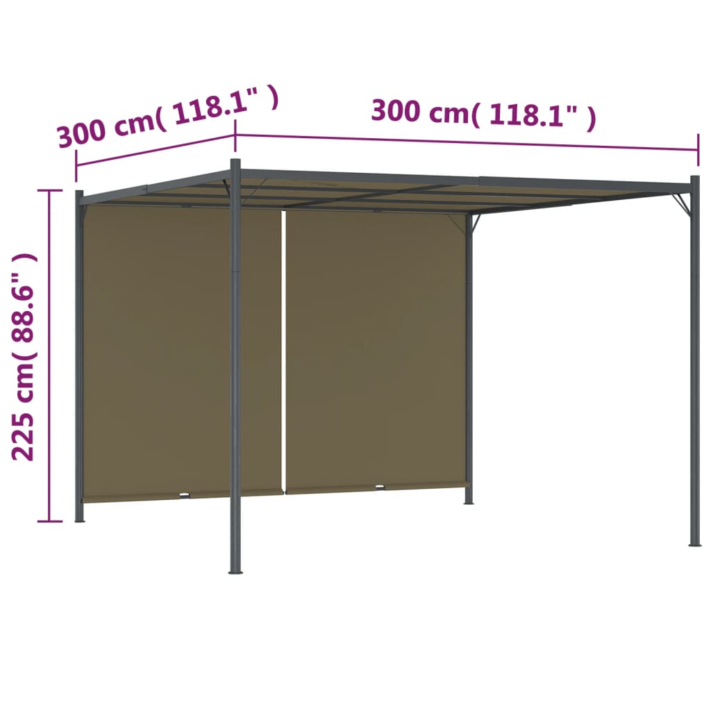 Gazebo da Giardino con Tetto Retrattile 3x3 m Talpa 180 g/m² cod mxl 67032