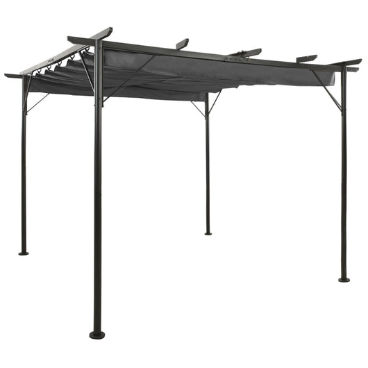 Pergola con Tetto Retrattile Antracite 3x3m in Acciaio 180 g/m² 312226