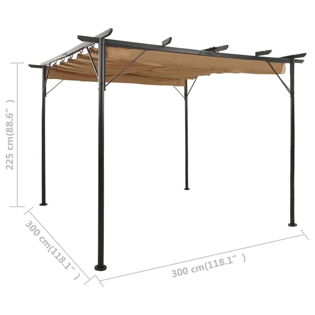 Pergola con Tetto Retrattile Talpa 3x3m in Acciaio 180 g/m² cod mxl 76841