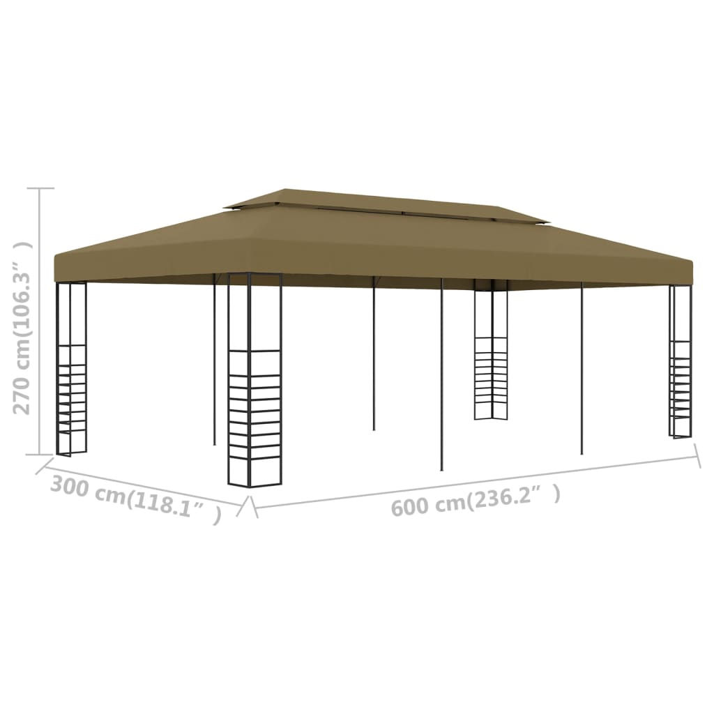 Gazebo da Giardino 6x3x2,7 m Grigio Talpa 180 g/m² 312230