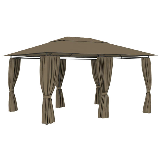 Gazebo da Giardino con Tende 4x3 m Grigio Talpa 180 g/m² 312232