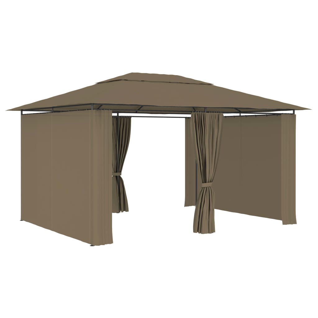 Gazebo da Giardino con Tende 4x3 m Grigio Talpa 180 g/m² 312232