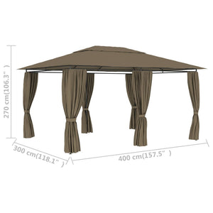 Gazebo da Giardino con Tende 4x3 m Grigio Talpa 180 g/m² 312232