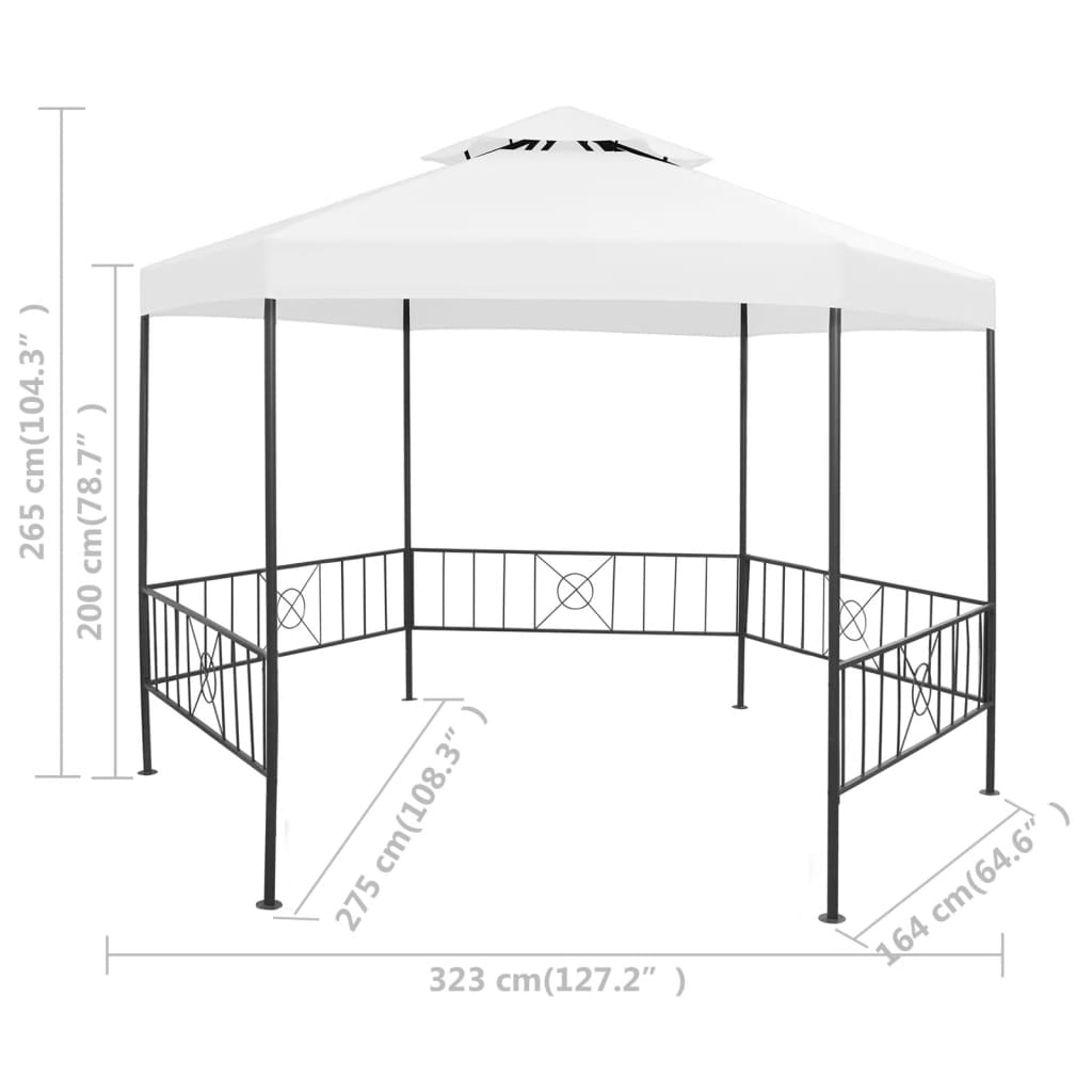 Gazebo da Giardino 323x275x265 cm Bianco 180 g/m² cod mxl 66101