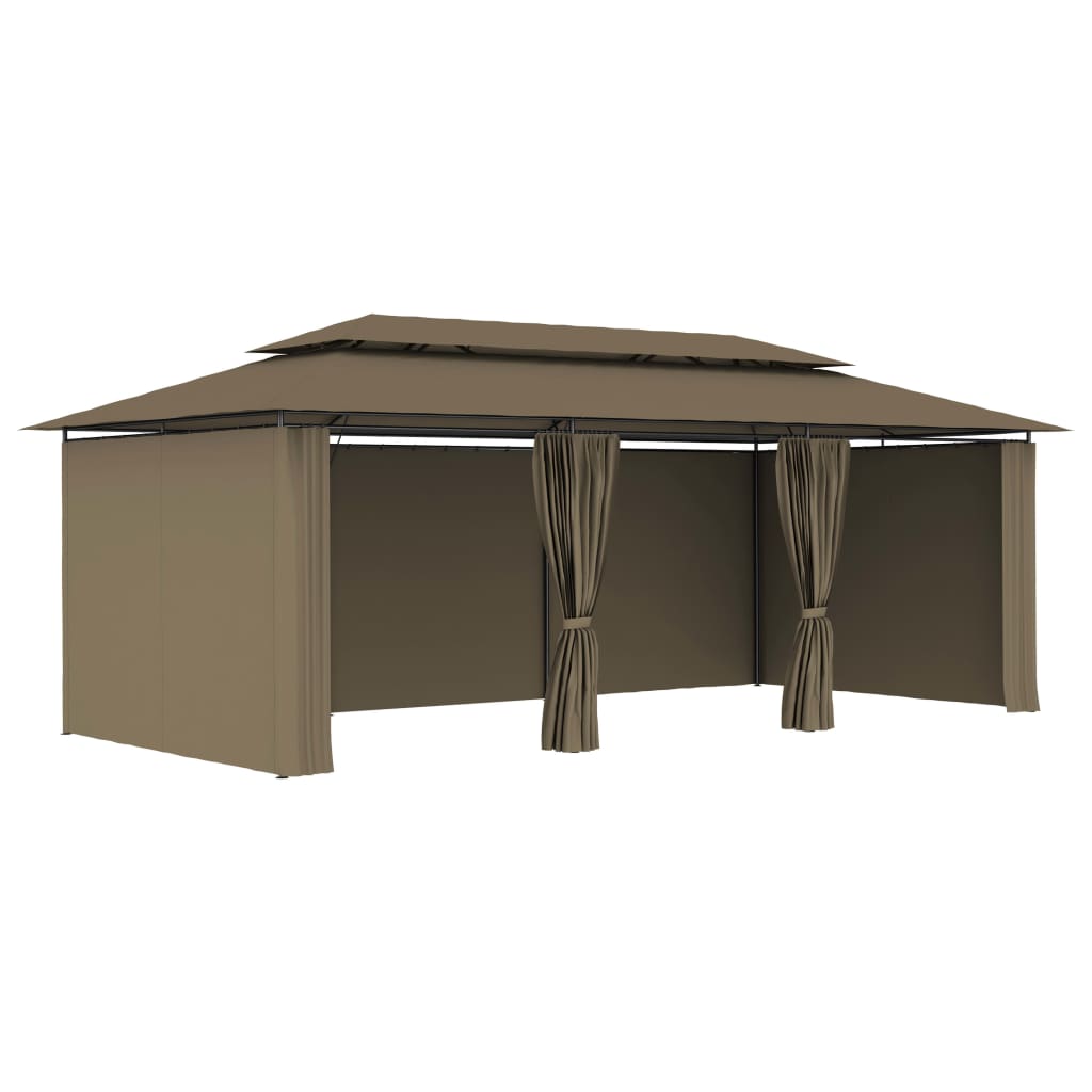 Gazebo con Tende 600x298x270 cm Grigio Talpa 180 g/m²