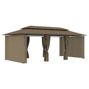 Gazebo con Tende 600x298x270 cm Grigio Talpa 180 g/m² 312247