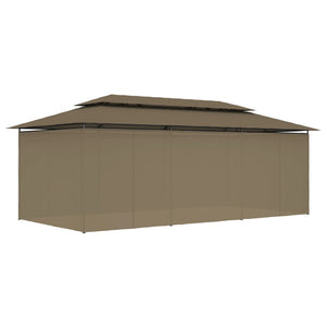 Gazebo con Tende 600x298x270 cm Grigio Talpa 180 g/m² 312247