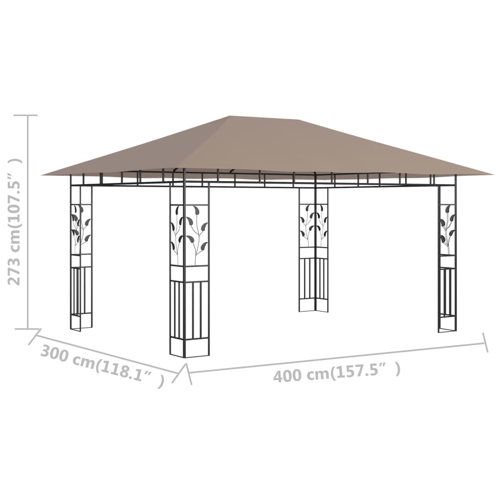 Gazebo con Zanzariera 4x3x2,73 m Talpa 180 g/m² 312252