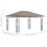 Gazebo con Zanzariera 4x3x2,73 m Talpa 180 g/m² 312252