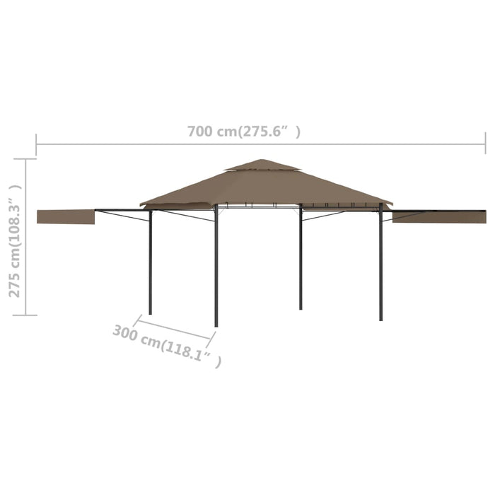  Gazebo Tetto Doppio Estendibile 3x3x2,75m Grigio Talpa 180g/m² cod mxl 66049