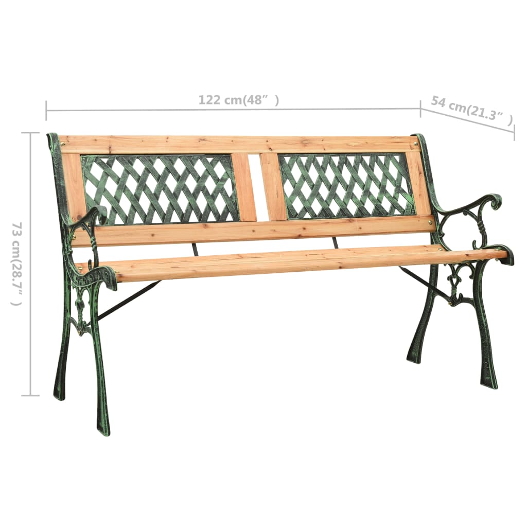 Panchina da Giardino 122 cm in Ghisa e Legno Massello di Abete cod mxl 43207