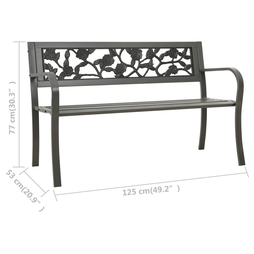 Panchina da Giardino 125 cm in Acciaio Grigia cod mxl 45608