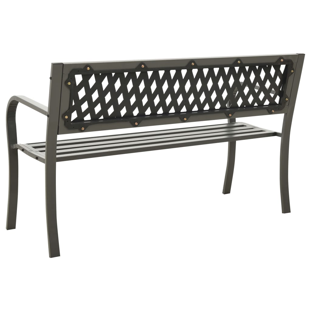 Panchina da Giardino 125 cm in Acciaio Grigia 312039