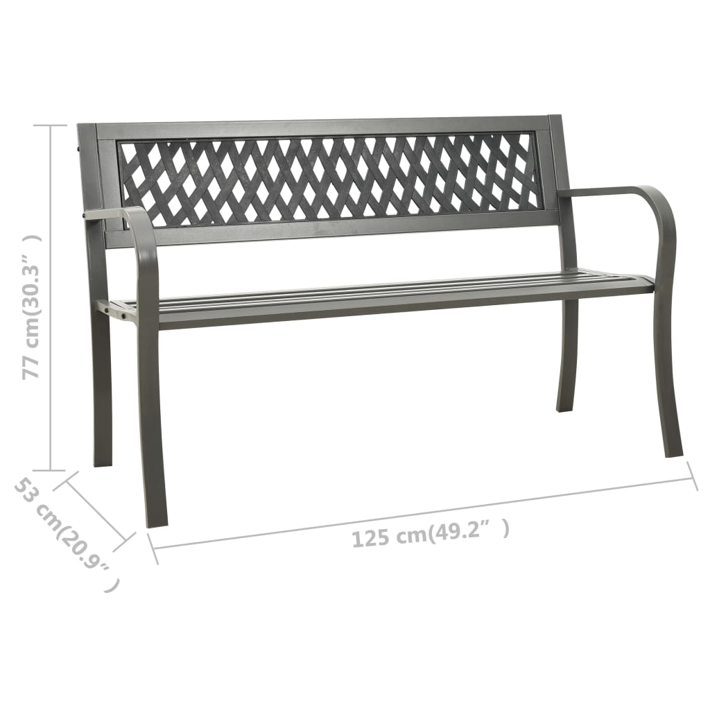 Panchina da Giardino 125 cm in Acciaio Grigia 312039