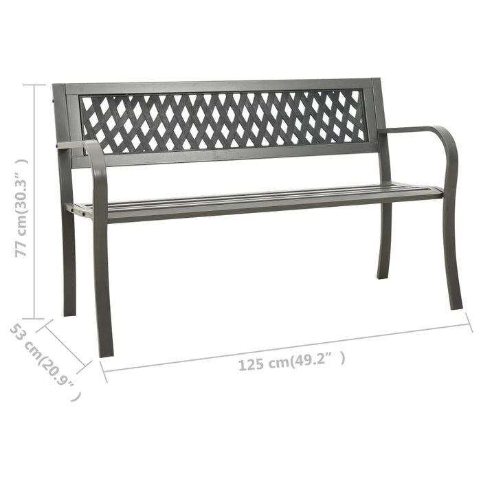 Panchina da Giardino 125 cm in Acciaio Grigia 312039