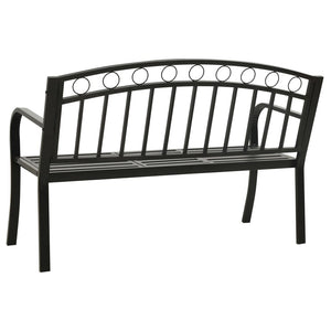 Panchina da Giardino con Tavolo 125 cm in Acciaio Nera 312040