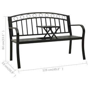 Panchina da Giardino con Tavolo 125 cm in Acciaio Nera 312040