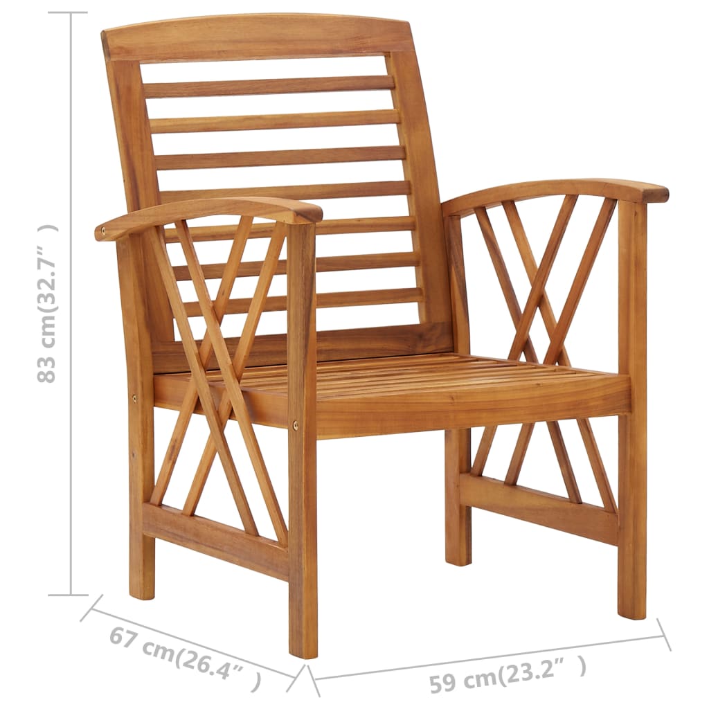 Sedie da Giardino 2 pz in Legno Massello d'Acacia  cod mxl 45501