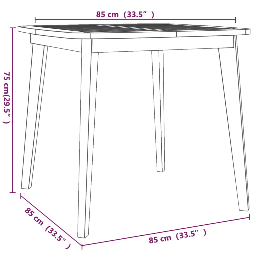 Tavolo da Giardino 85x85x75 cm Legno Massello di Acacia cod mxl 34442