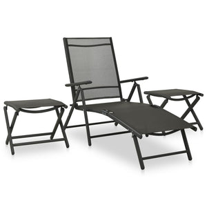 Set Divani da Giardino 3 pz in Textilene e Alluminio Nero cod mxl 35059