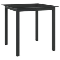 Tavolo da Giardino Nero 80x80x74 cm in Alluminio e Vetro cod mxl 34203