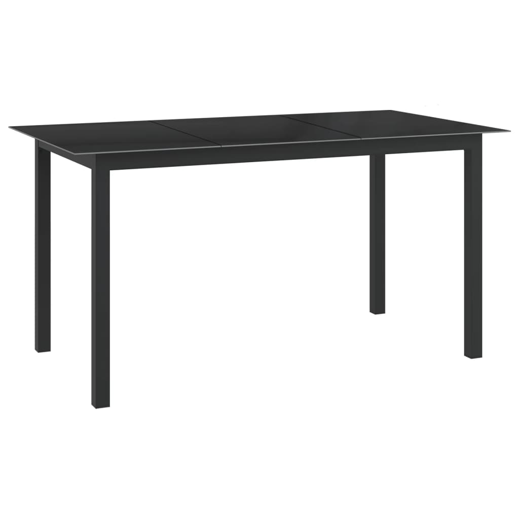 Tavolo da Giardino Nero 150x90x74cm in Alluminio e Vetro cod mxl 34519