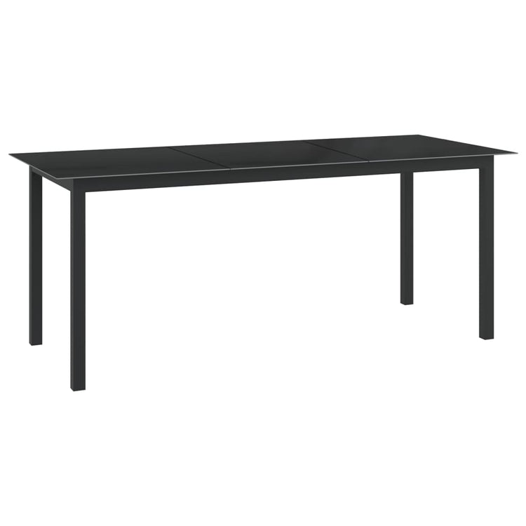 Tavolo da Giardino Nero 190x90x74 cm in Alluminio e Vetro cod mxl 34533