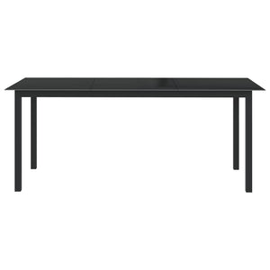 Tavolo da Giardino Nero 190x90x74 cm in Alluminio e Vetro cod mxl 34533