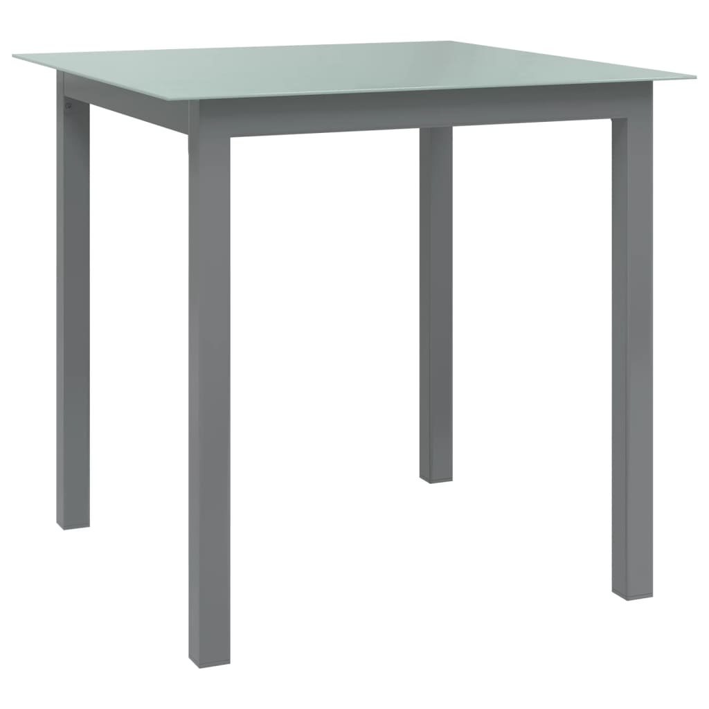 Tavolo da Giardino Antracite 80x80x74 cm in Alluminio e Vetro cod mxl 34515
