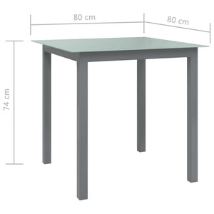 Tavolo da Giardino Antracite 80x80x74 cm in Alluminio e Vetro cod mxl 34515