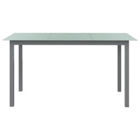 Tavolo da Giardino Grigio Chiaro 150x90x74cm Alluminio e Vetro 312204