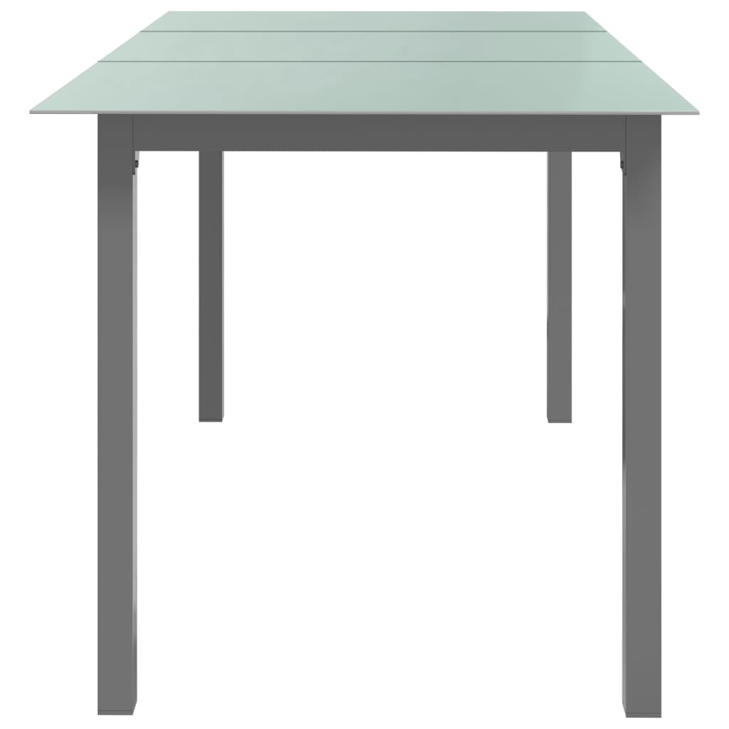 Tavolo da Giardino Grigio Chiaro 150x90x74cm Alluminio e Vetro 312204