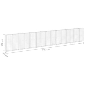 Gabbione con Copertura in Acciaio Zincato 900x30x150 cm